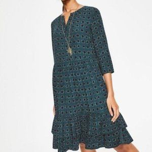 Boden Tiered Hem Starburst Print Shirt Dress Size 16R